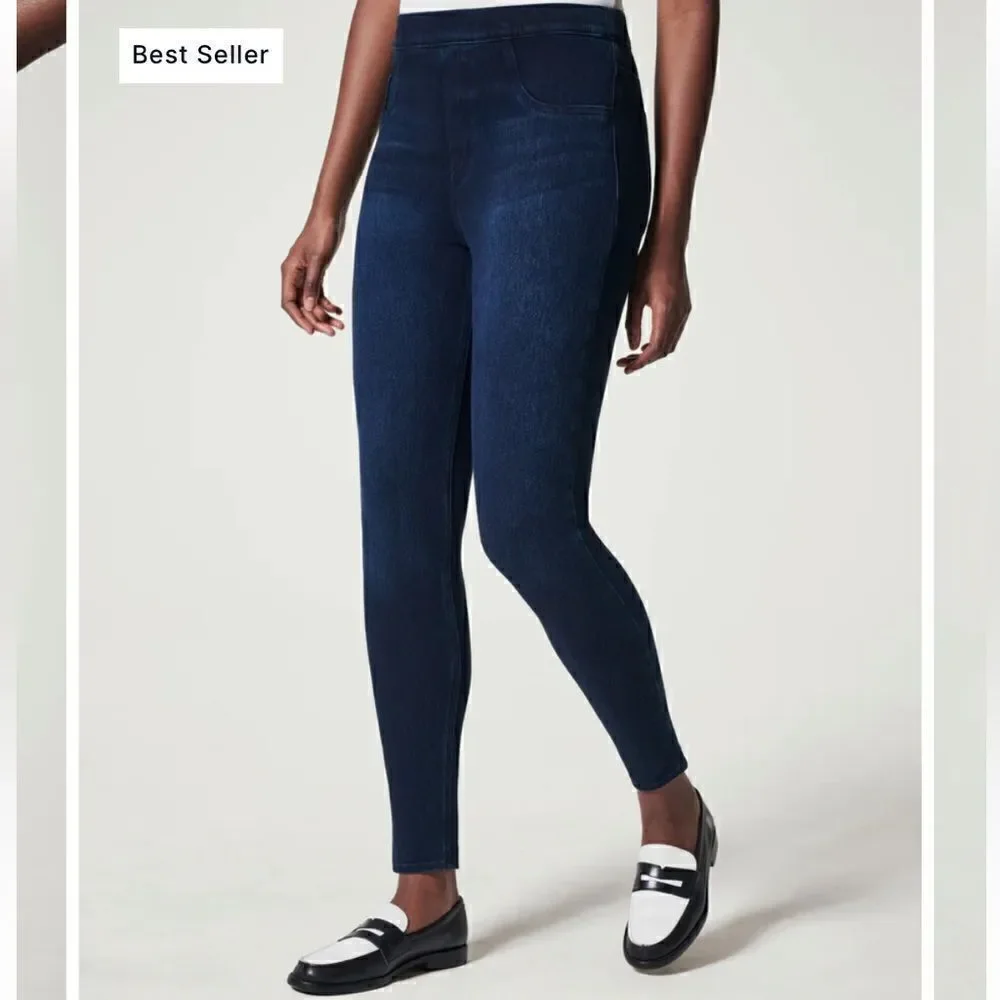 Spanx Jean-ish Ankle Leggings Twilight Blue Size Medium‎